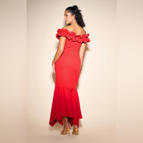 Joseph Ribkoff Signature Off Shoulder Ruffle Gown - Picture 5 of 5